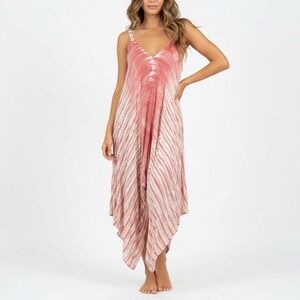 Design Lab Tie Dye Jumpsuit Wide Leg Harem Style Pink Cream M